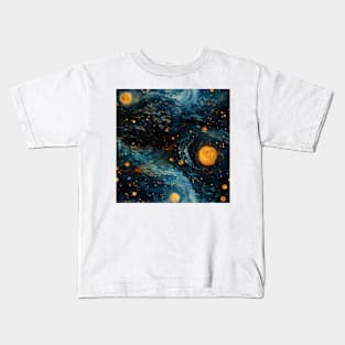 Van Gogh Starry Night Outer Space Pattern 14 Kids T-Shirt